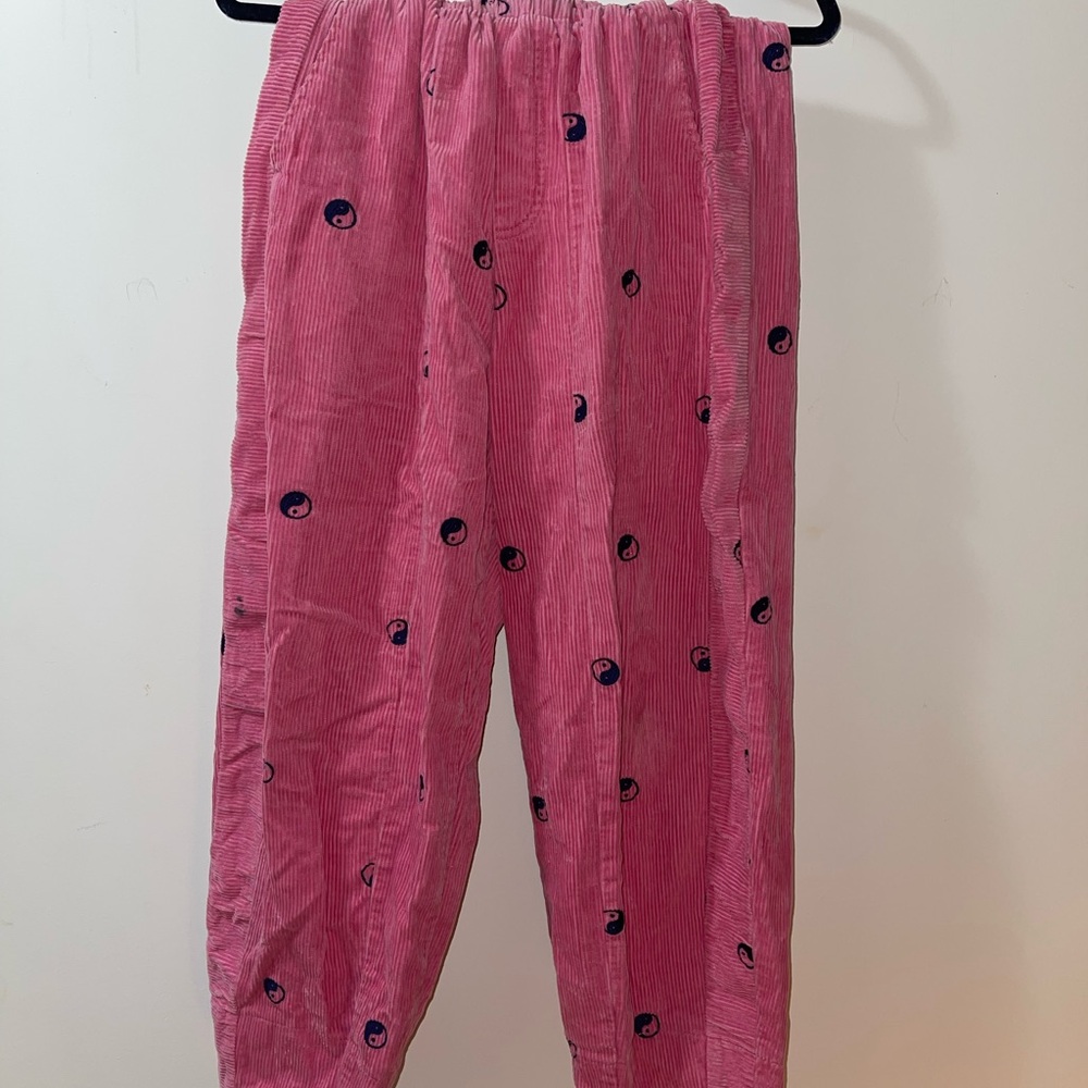 BDG Pink Corduroy Pants with Embroidery